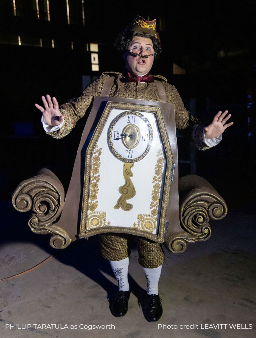 Cogsworth backstage waiting for cue