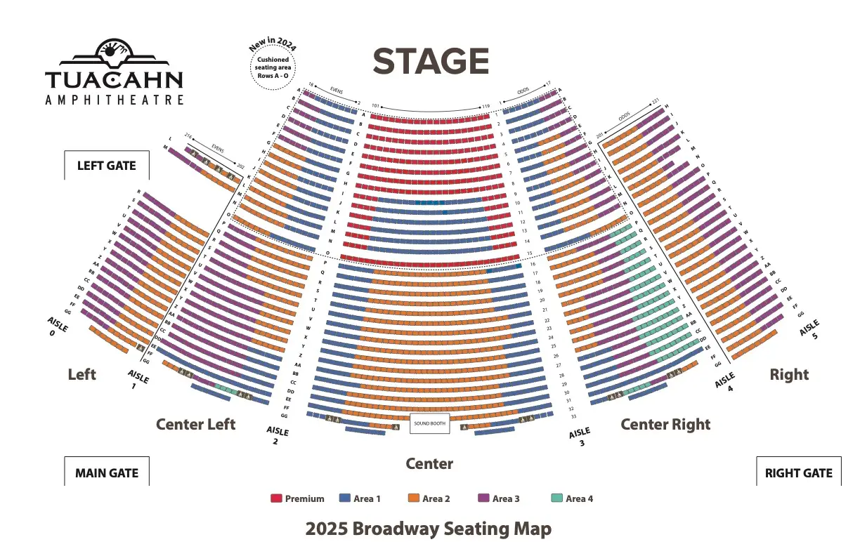 2025 AMPHITHEATRE SEATING CHART BROADWAY Pricing Areas
